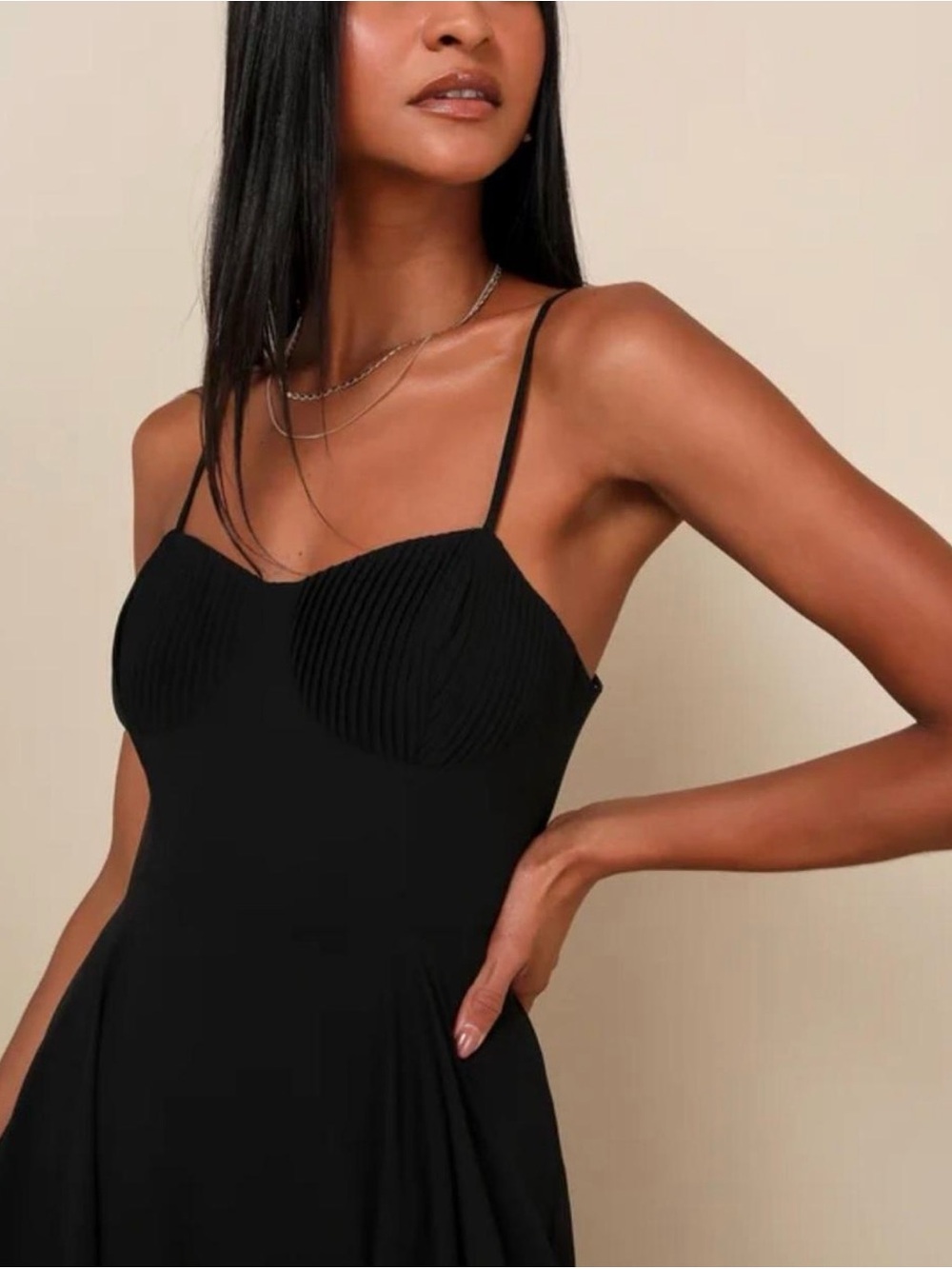 Lulus Cause For Commotion Black Maxi Dress Small Pleated Bustier Formal NWT - Picture 3 of 13